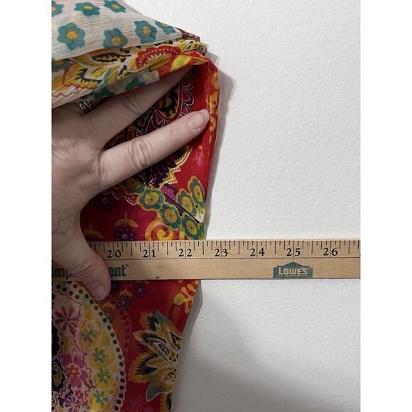 Soft Surroundings Women Tunic Blouse Top Sz M Multi Floral Boho Semi Sheer Artsy - Picture 8 of 8